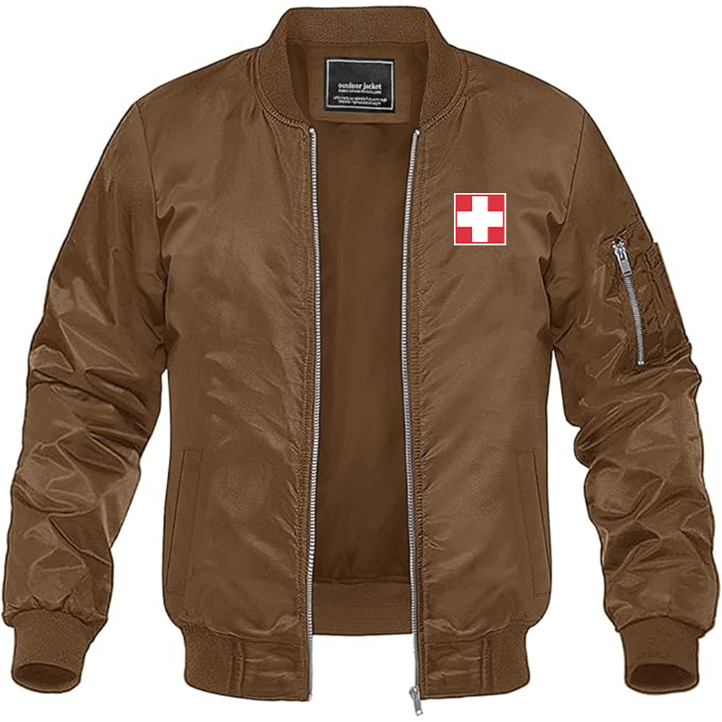 Men's  Switzerland National Football Soccer Team  Lightweight Bomber Jacket Windbreaker Softshell Varsity Jacket Coat